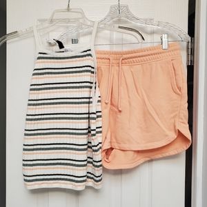 SET H&M Ribbed Knit Tank top (size XL) and shorts (size M) Set